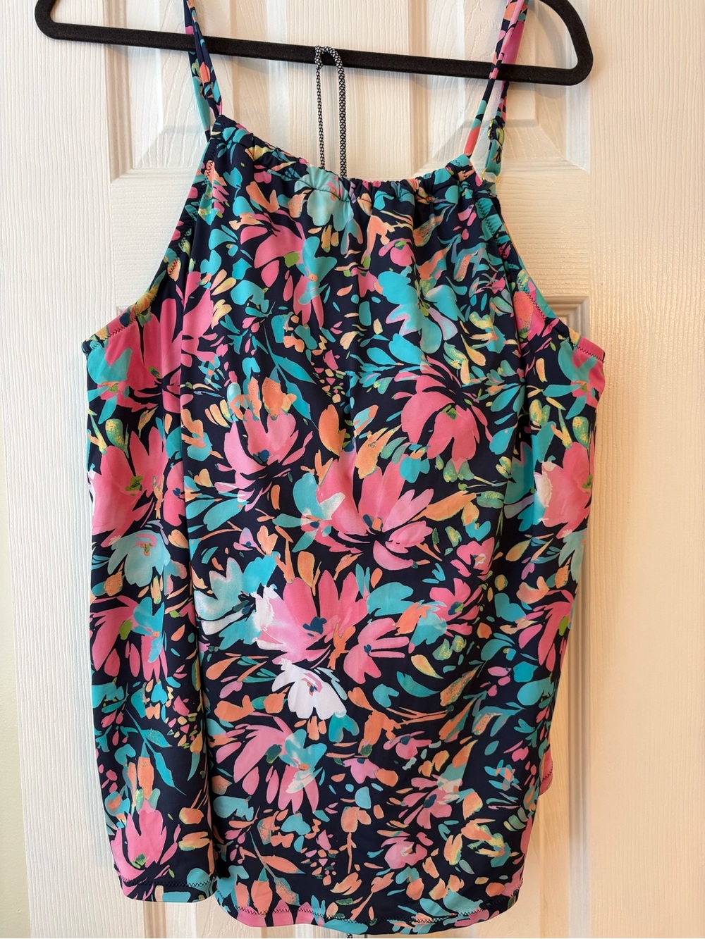 Floral Swim Cami - Navy, Pink & Teal